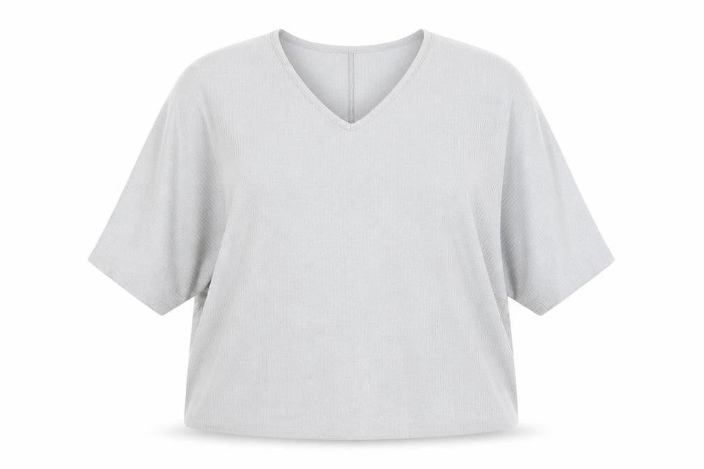 New Look Womens Grey Viscose Basic T-Shirt Size L V-Neck