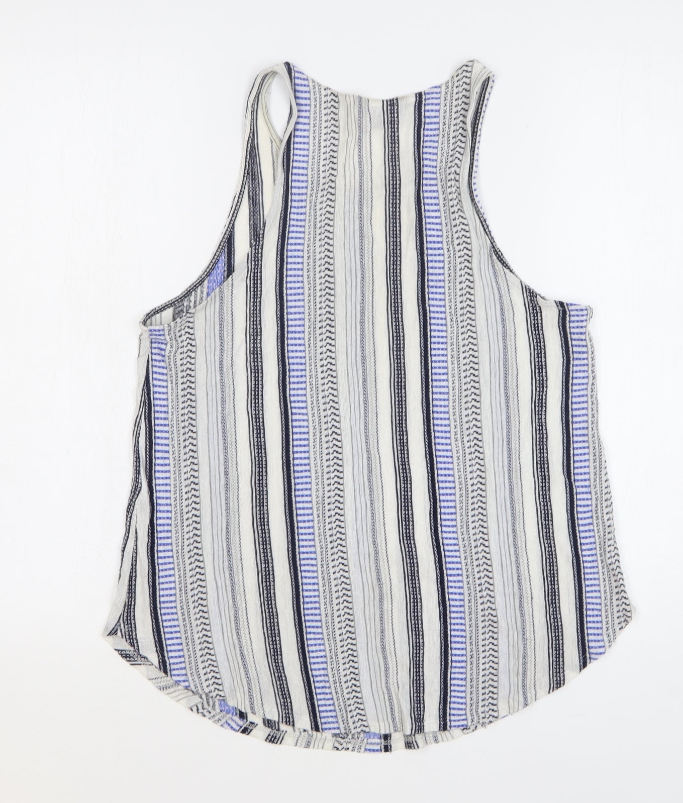 New Look Womens Multicoloured Striped Polyester Basic Tank Size 14 Round Neck