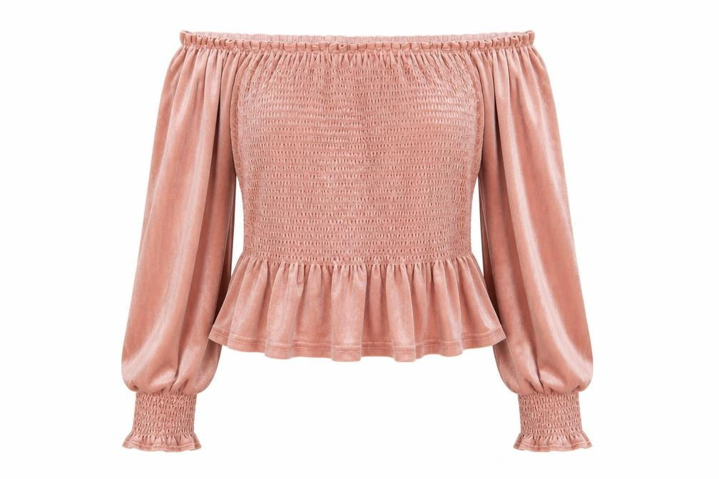 Primark Womens Pink Polyester Basic Blouse Size 10 Off the Shoulder