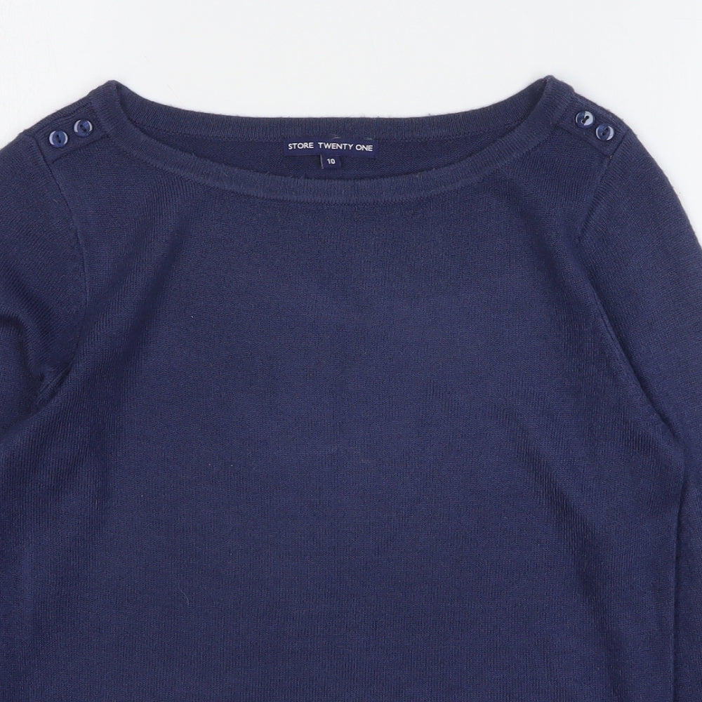 Store Twenty One Womens Blue Round Neck Acrylic Pullover Jumper Size 10