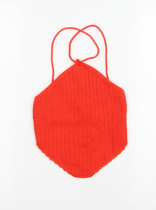 SheIn Womens Orange Acrylic Cropped Tank Size S Halter