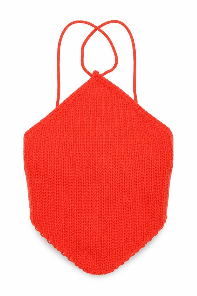 SheIn Womens Orange Acrylic Cropped Tank Size S Halter