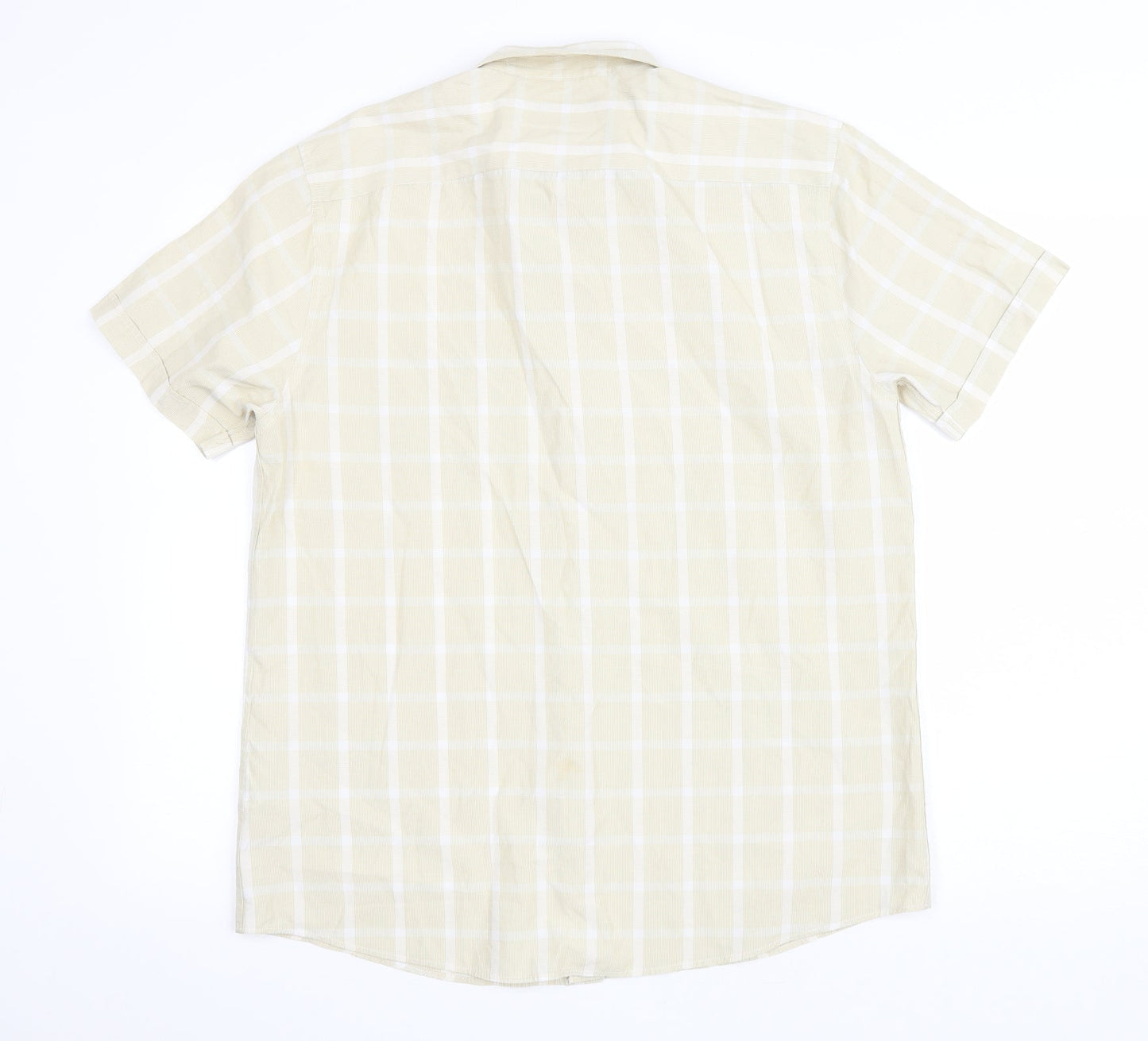 Lincoln Mens Yellow Plaid Polyester Button-Up Size M Collared Button