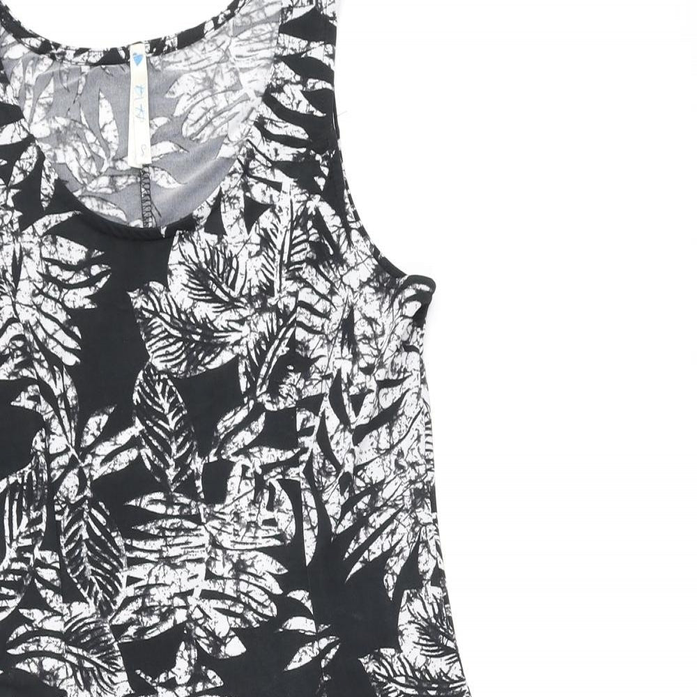 Blue Vanilla Womens Black Camouflage Polyester Fit & Flare Size 10 Round Neck