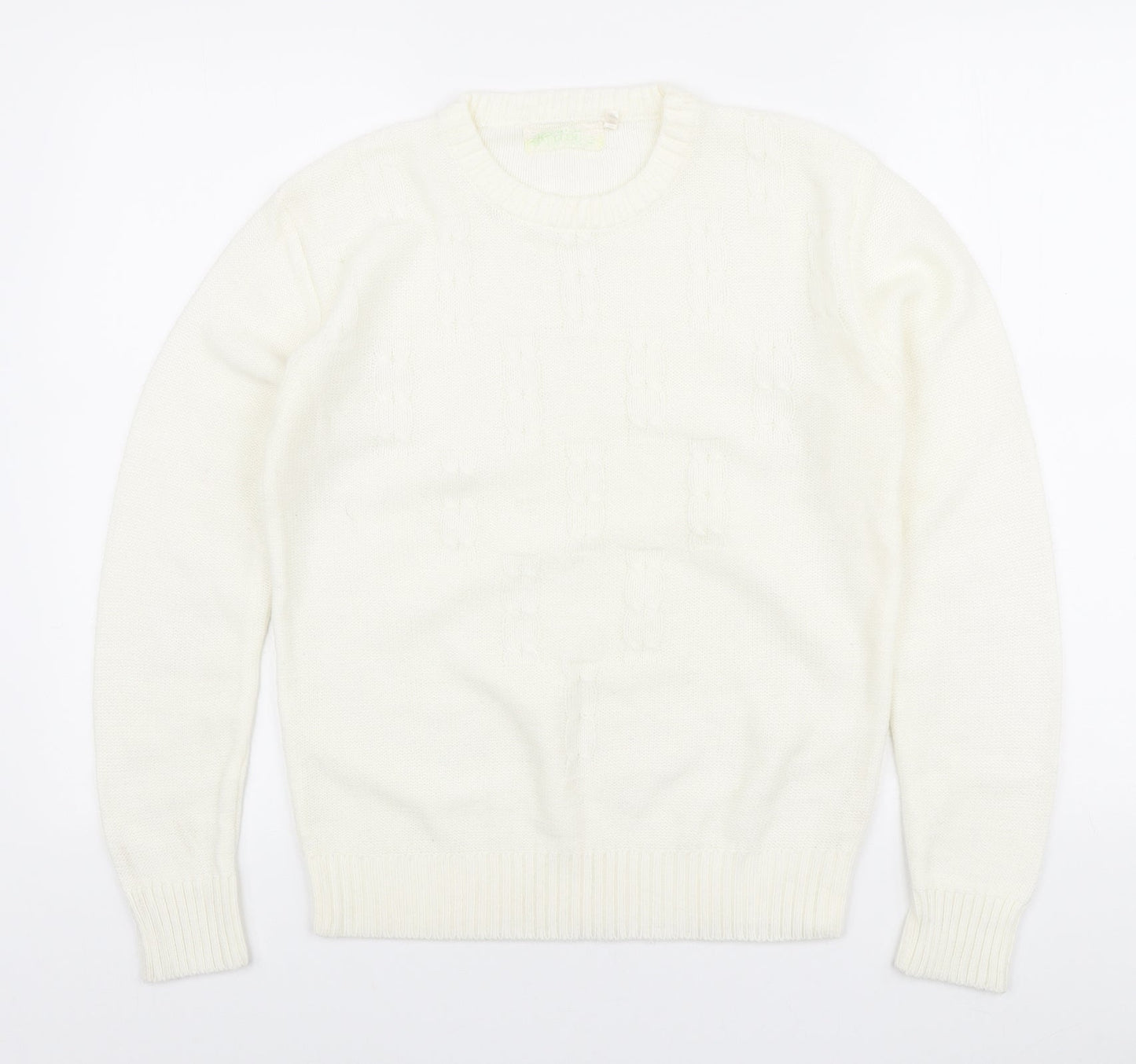 Jonathan Miller Womens Ivory Round Neck Acrylic Pullover Jumper Size M