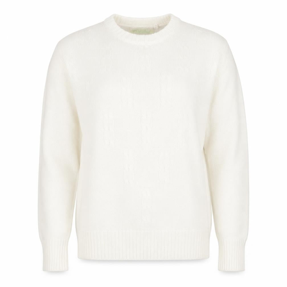 Jonathan Miller Womens Ivory Round Neck Acrylic Pullover Jumper Size M