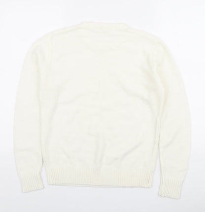 Jonathan Miller Womens Ivory Round Neck Acrylic Pullover Jumper Size M