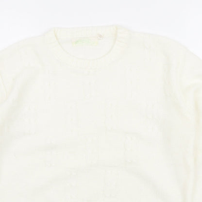Jonathan Miller Womens Ivory Round Neck Acrylic Pullover Jumper Size M