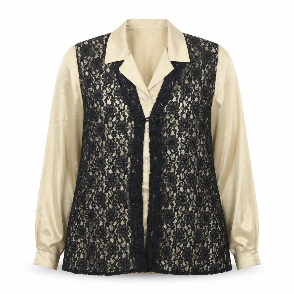 Design essentials Womens Yellow Floral Polyester Basic Button-Up Size 16 Collared - lace floral overlay