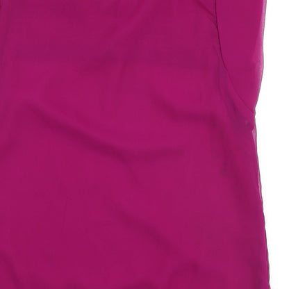 Exhibit Womens Purple Polyester Basic Blouse Size 10 Round Neck - Embellished Collar & lace