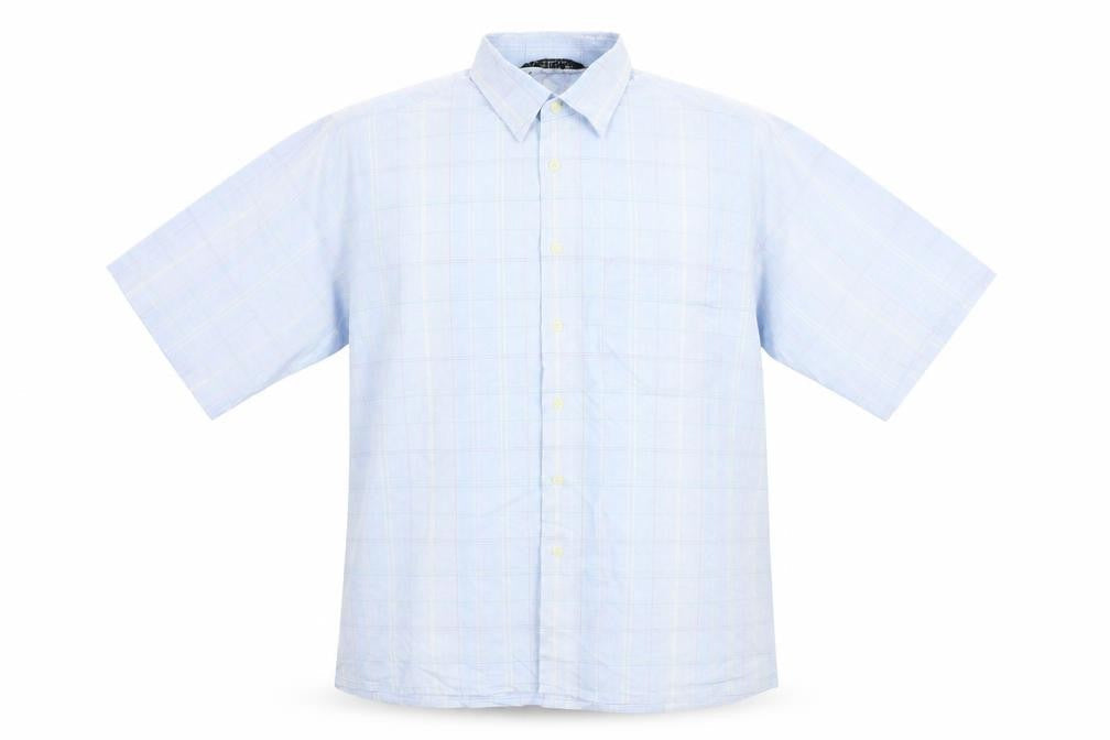 St Michaels Mens Blue Plaid Cotton Button-Up Size L Collared Button