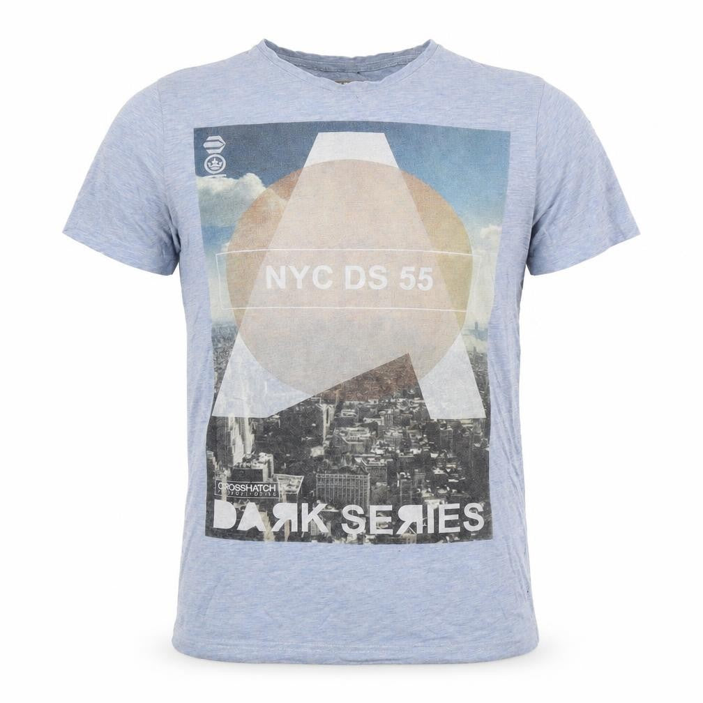 Crosshatch Mens Multicoloured Geometric Polyester T-Shirt Size S Crew Neck