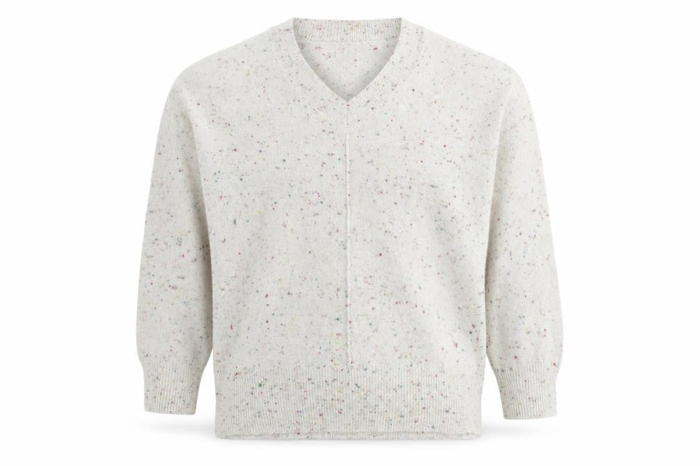 F&F Mens Multicoloured V-Neck Geometric Polyester Pullover Jumper Size L