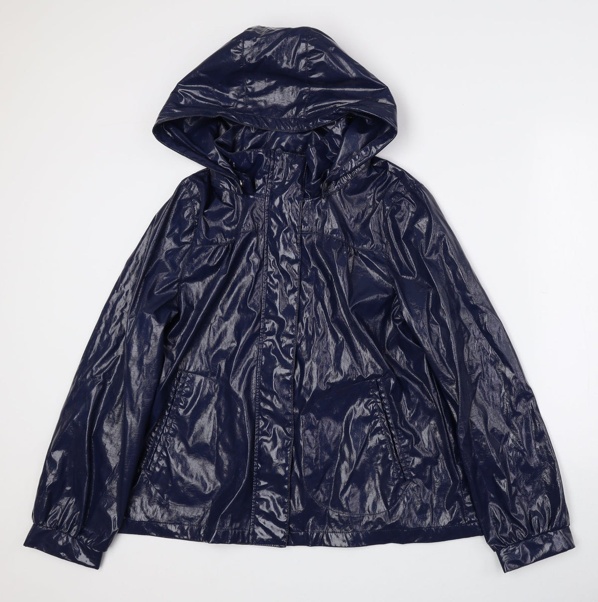 New Look Womens Blue Anorak Coat Size 14 Zip - Snap button closure