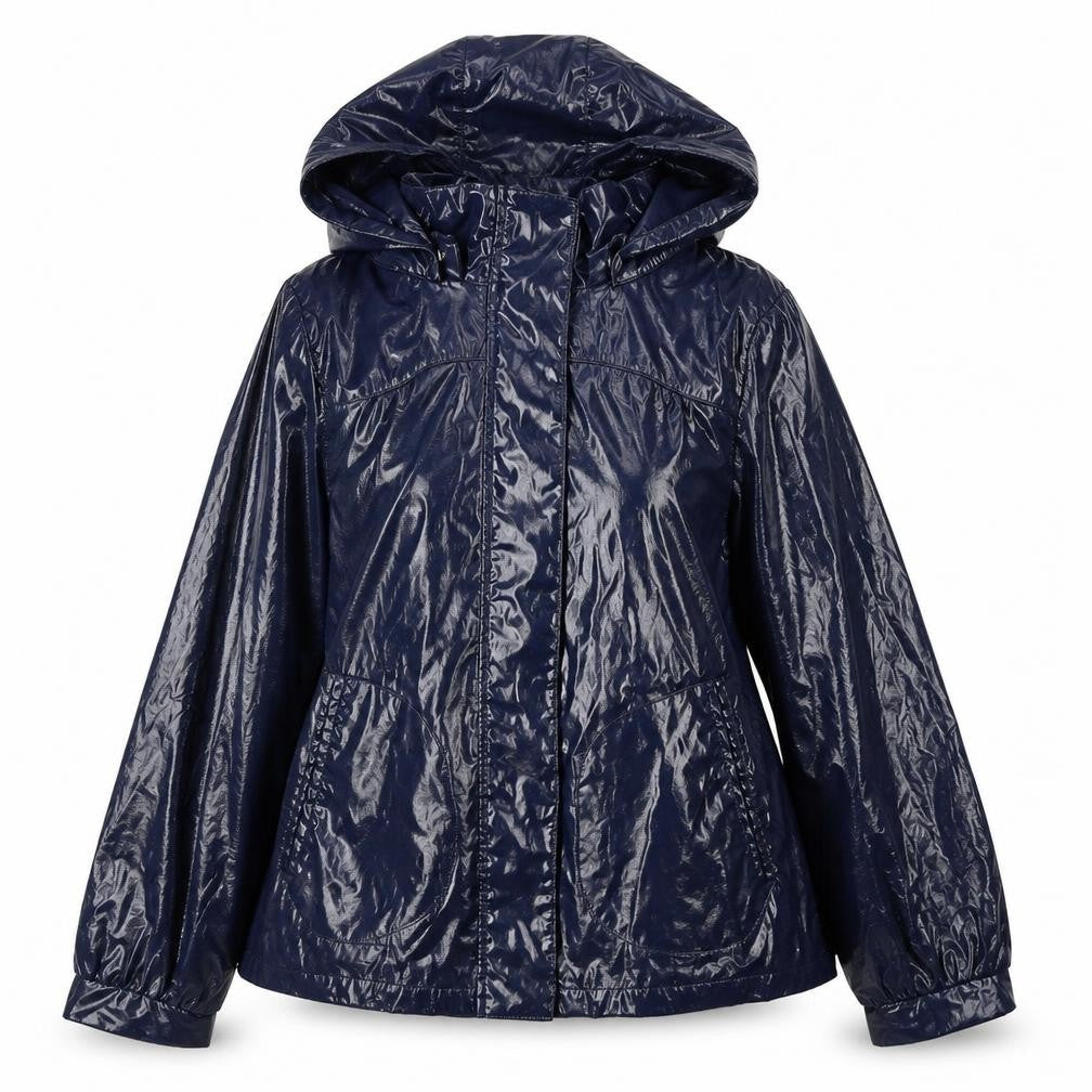 New Look Womens Blue Anorak Coat Size 14 Zip - Snap button closure