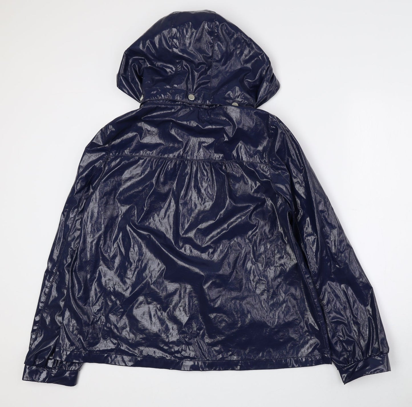New Look Womens Blue Anorak Coat Size 14 Zip - Snap button closure