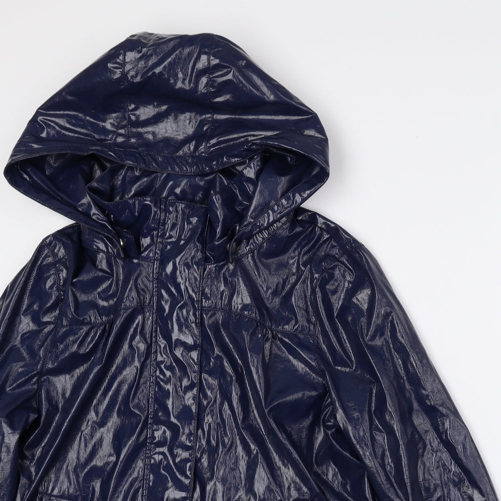 New Look Womens Blue Anorak Coat Size 14 Zip - Snap button closure