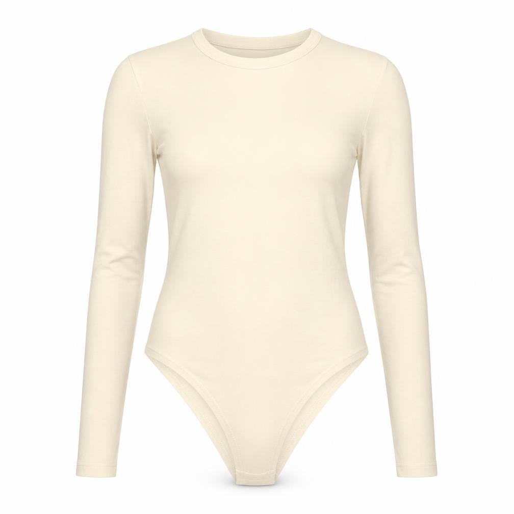 Primark Womens Ivory Cotton Bodysuit One-Piece Size S Snap