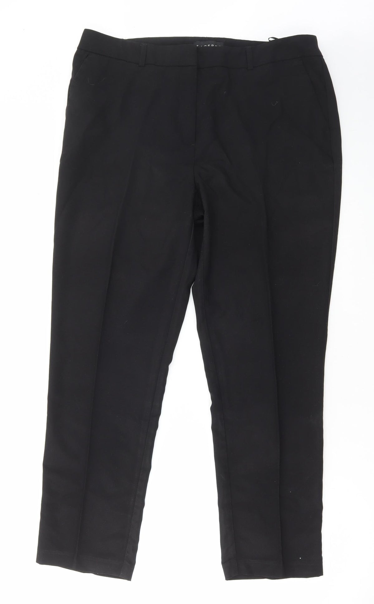 Preworn Womens Black Polyester Trousers Size 36 in L29 in Regular Hook & Eye
