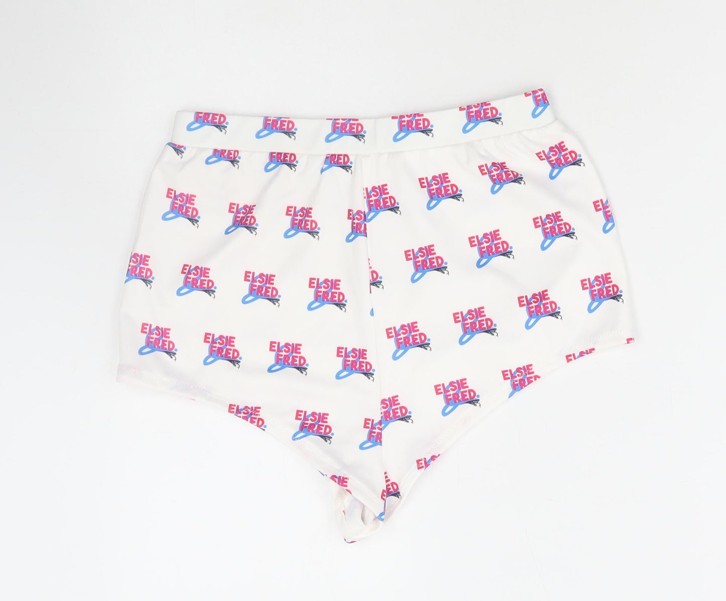 Elsie & Fred Womens White Geometric Polyester Hot Pants Shorts Size S Regular Pull On