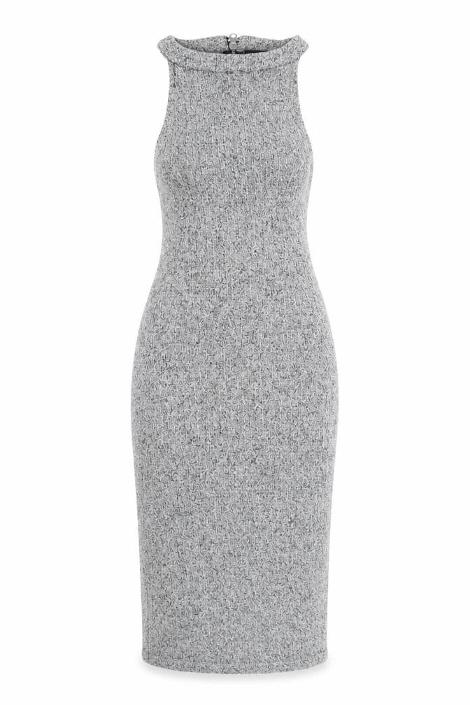 New Look Womens Grey Viscose Bodycon Size 8 Round Neck Zip