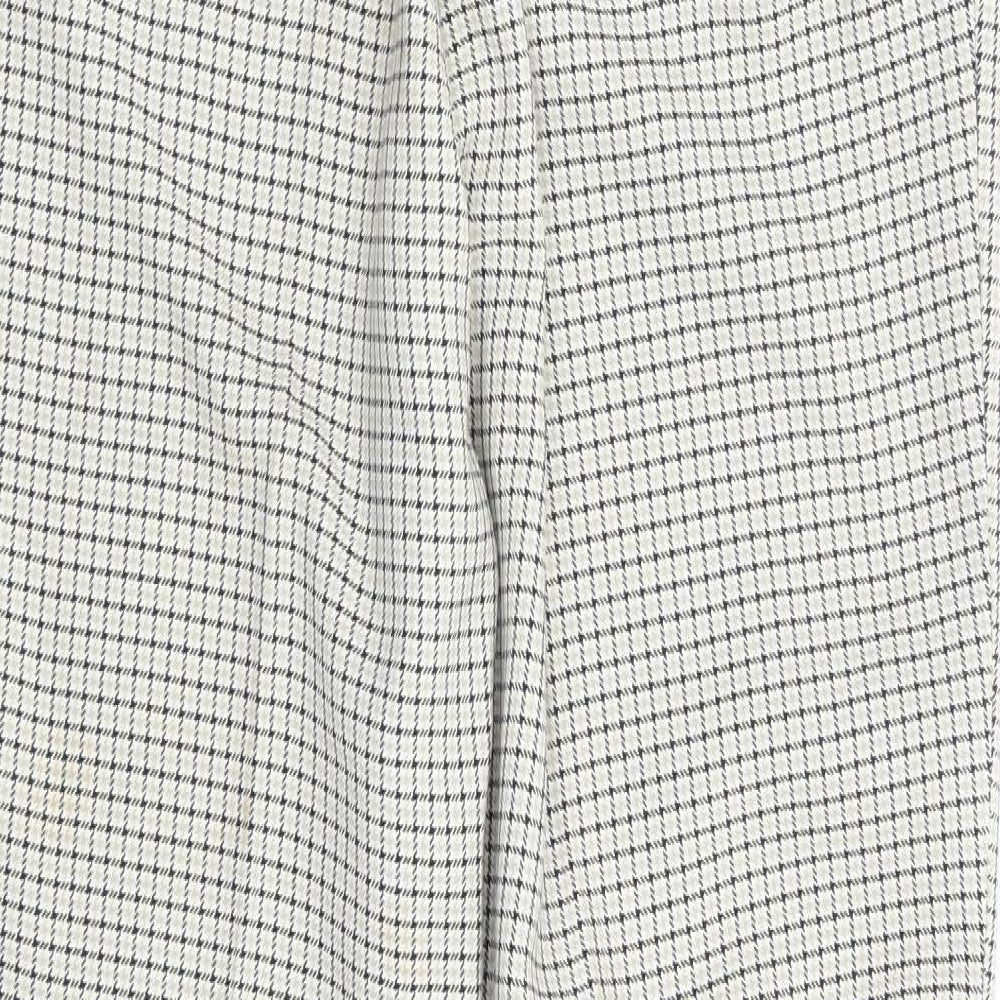 Preworn Womens Beige Check Polyester Trousers Size 14 L27 in Regular
