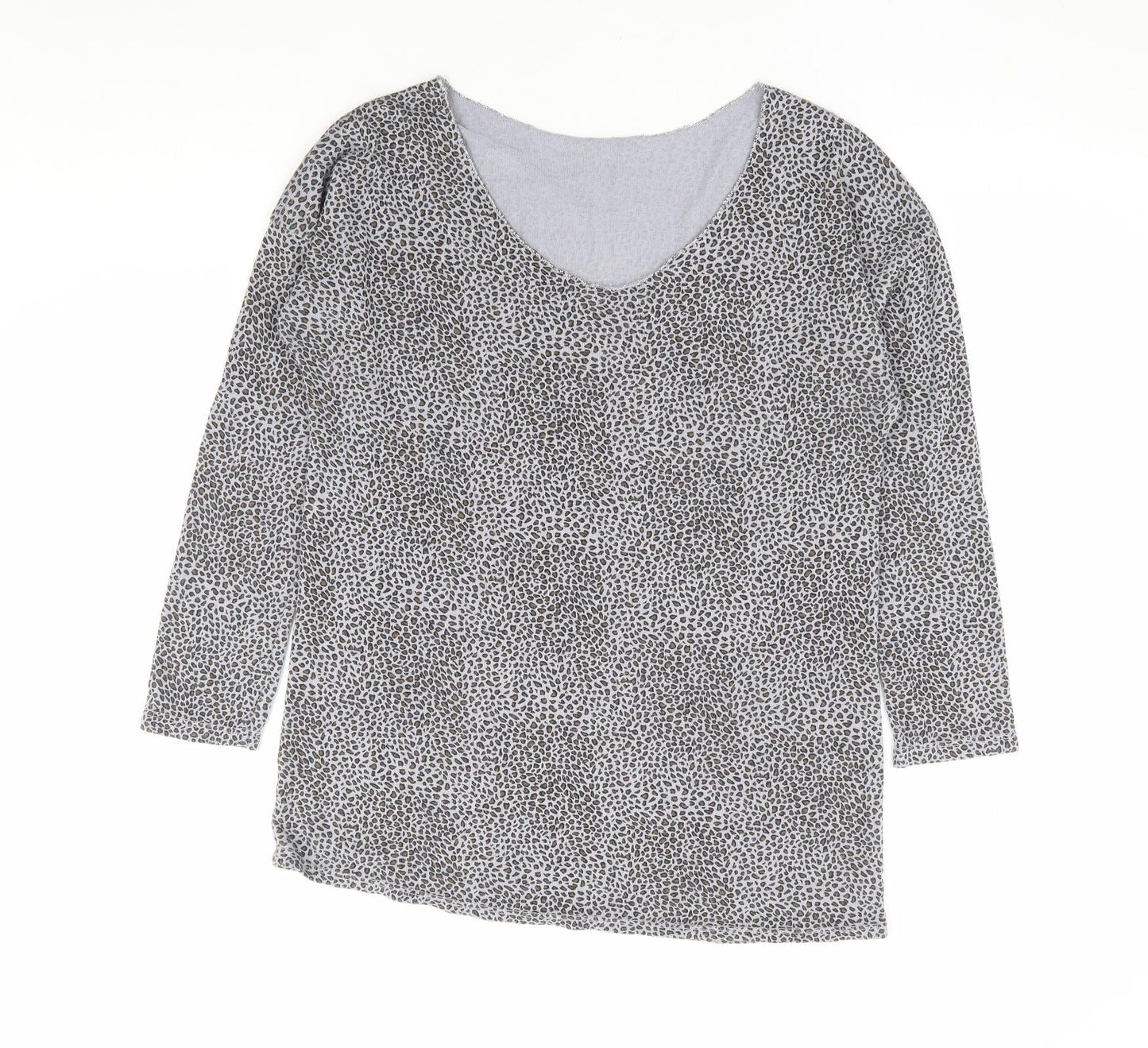 Preworn Womens Green Round Neck Animal Print Polyester Pullover Jumper Size S - Leopard Print