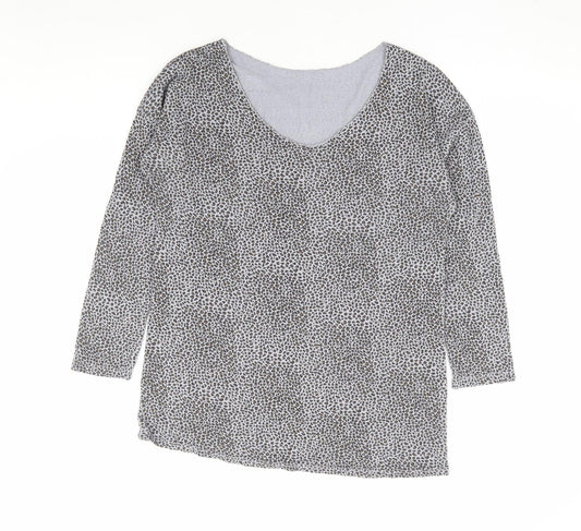 Preworn Womens Green Round Neck Animal Print Polyester Pullover Jumper Size S - Leopard Print