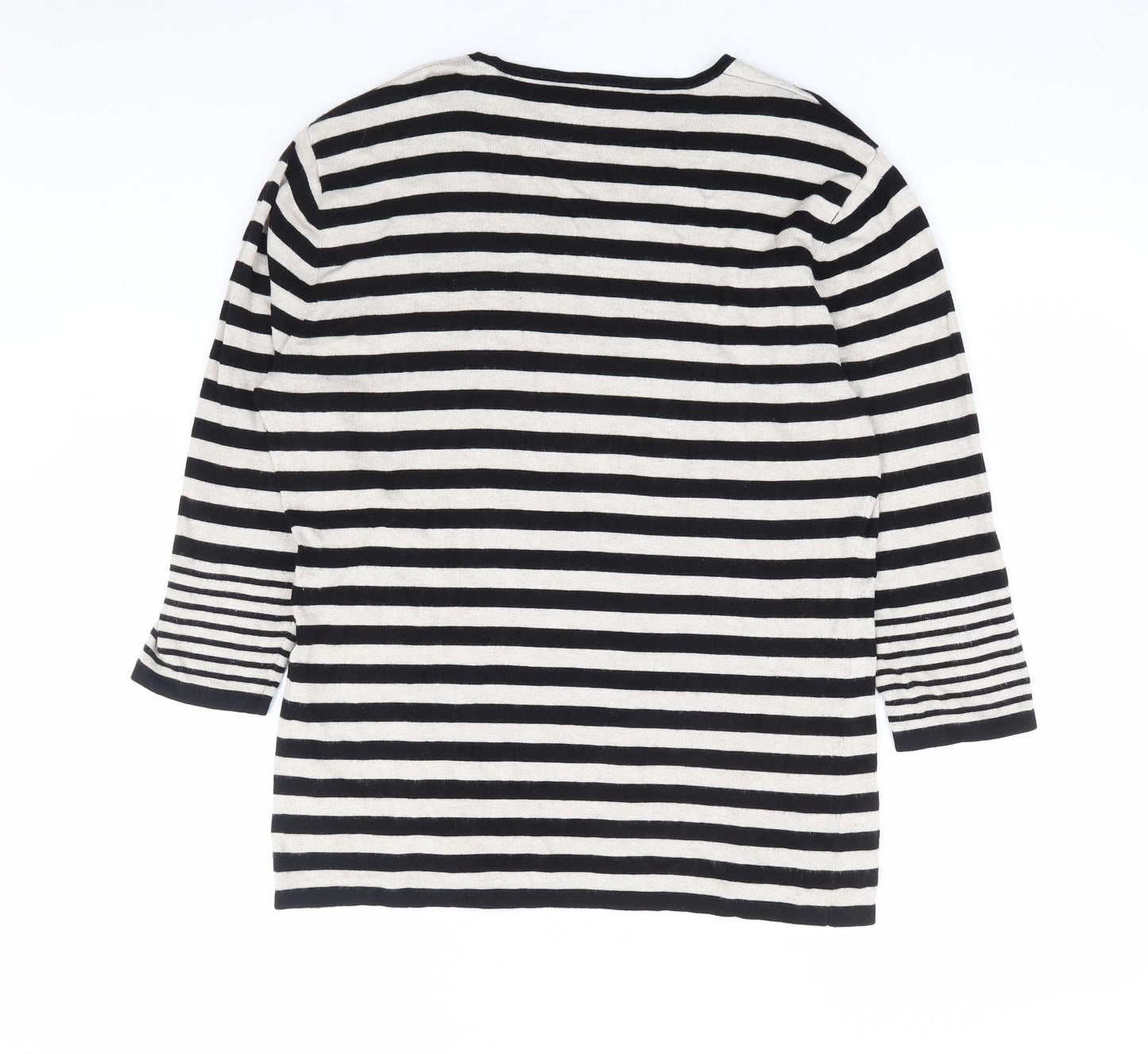 Gerry Weber Womens Black Round Neck Striped Polyester Pullover Jumper Size S