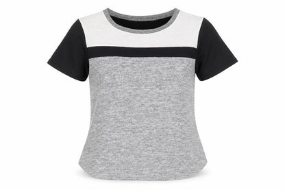 Oasis Womens Grey Polyester Basic T-Shirt Size M Round Neck - Colourblock