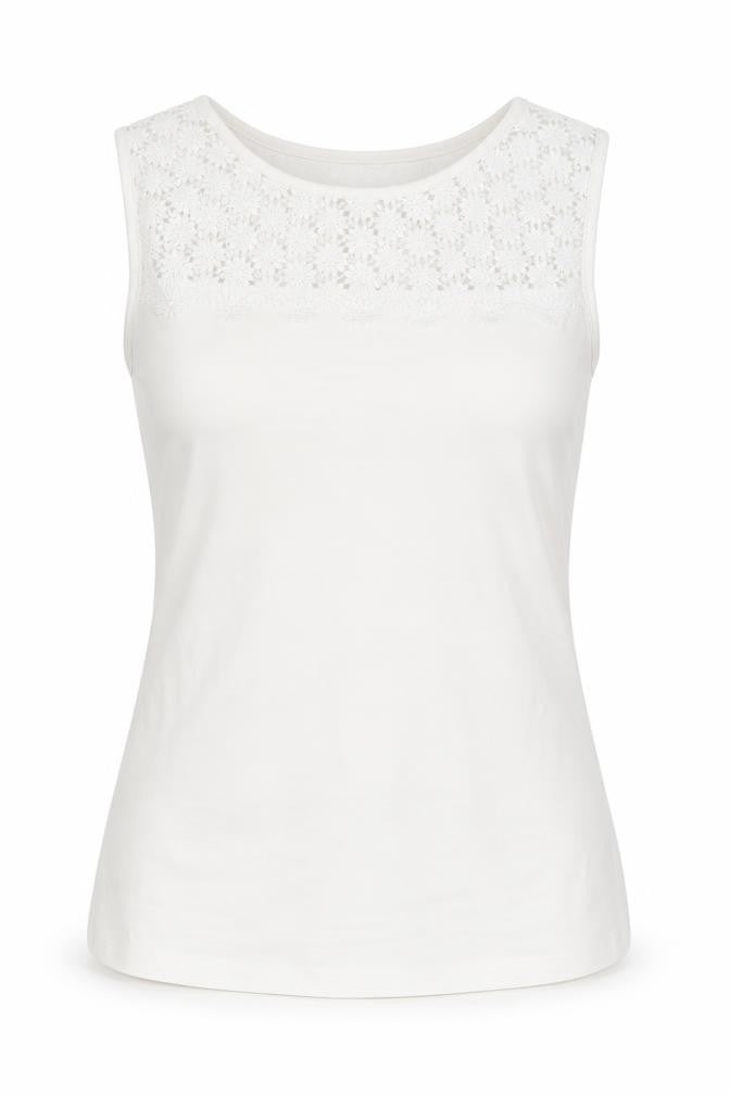 Great Plains Womens White Cotton Basic Tank Size S Round Neck