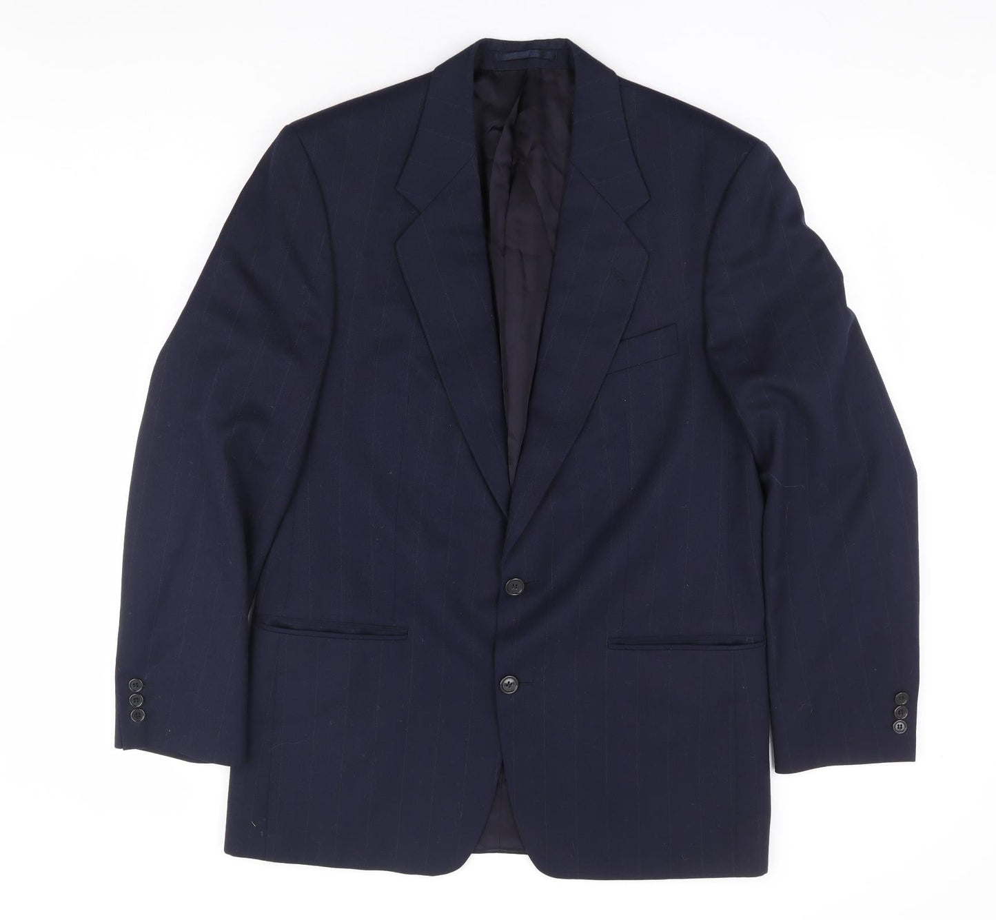 Hamilton Browne Mens Blue Striped Polyester Jacket Suit Jacket Size 40