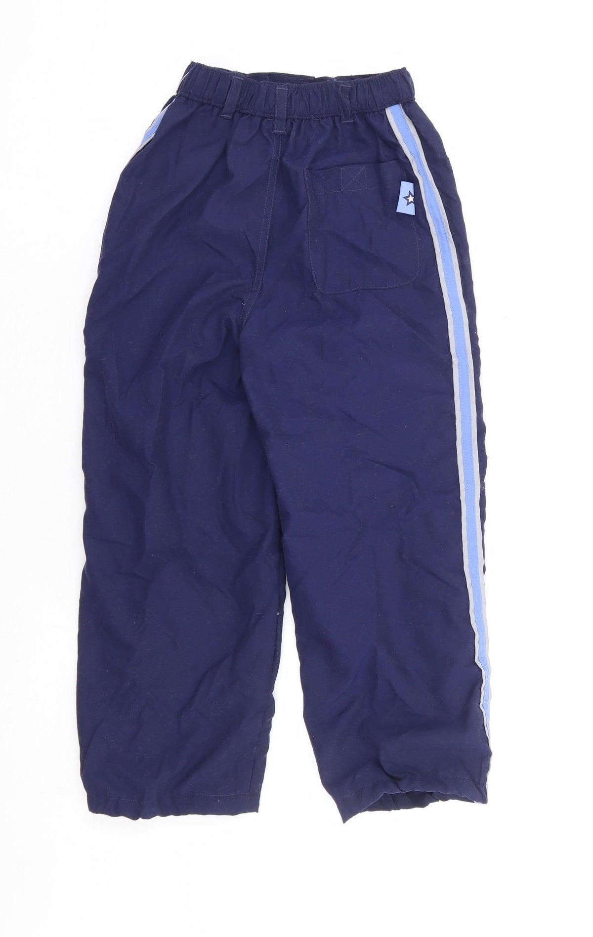 Sproggs Boys Blue Polyester Jogger Trousers Size 5-6 Years Regular Hook & Loop