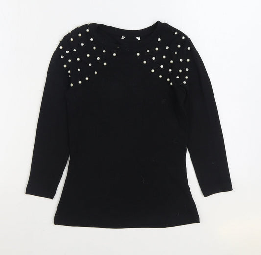 Savida Womens Black Round Neck Cotton Pullover Jumper Size XS