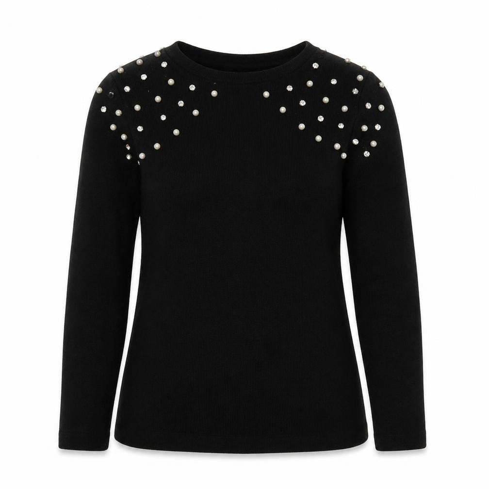 Savida Womens Black Round Neck Cotton Pullover Jumper Size XS