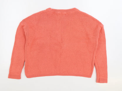 Marks & Spencer Womens Pink Round Neck 100% Cotton Pullover Jumper Size L