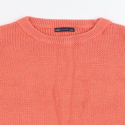 Marks & Spencer Womens Pink Round Neck 100% Cotton Pullover Jumper Size L