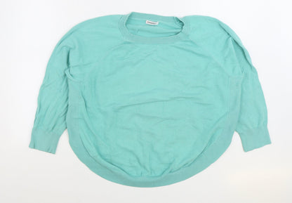 Damart Womens Blue Round Neck 100% Cotton Pullover Jumper Size 18