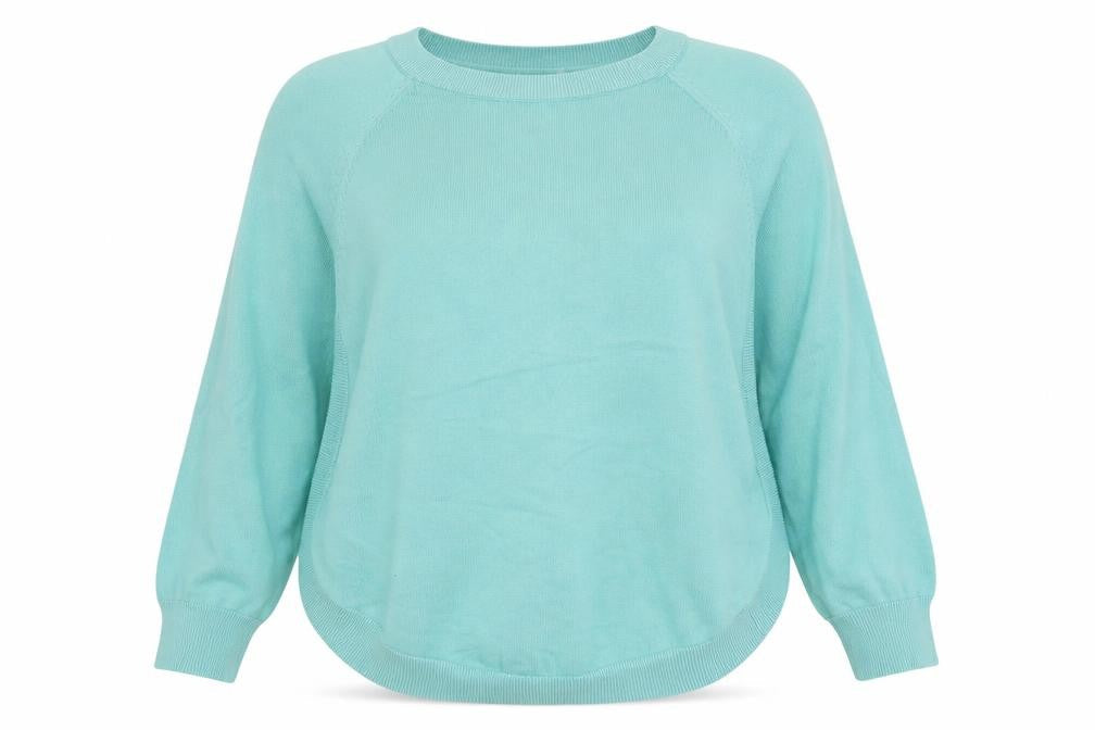 Damart Womens Blue Round Neck 100% Cotton Pullover Jumper Size 18