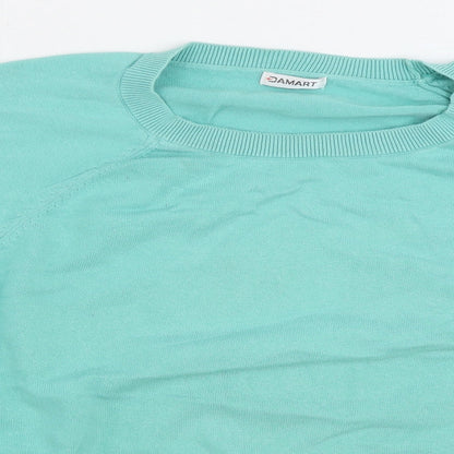 Damart Womens Blue Round Neck 100% Cotton Pullover Jumper Size 18