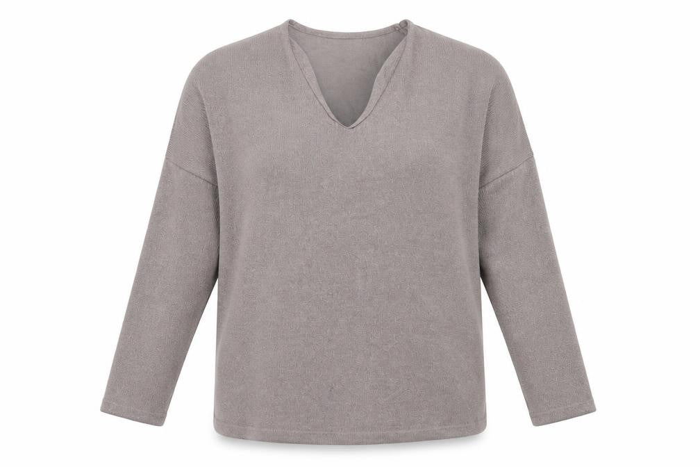 Gallery Womens Grey Polyester Basic T-Shirt Size S V-Neck