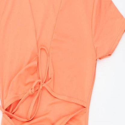 SHEIN Womens Pink Polyester Mini Size S Collared Drawstring