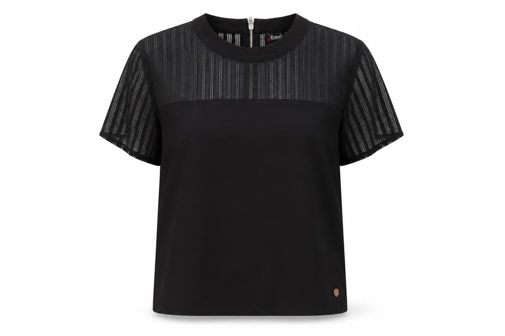 Rant & Rave Womens Black Polyester Basic Blouse Size 10 High Neck