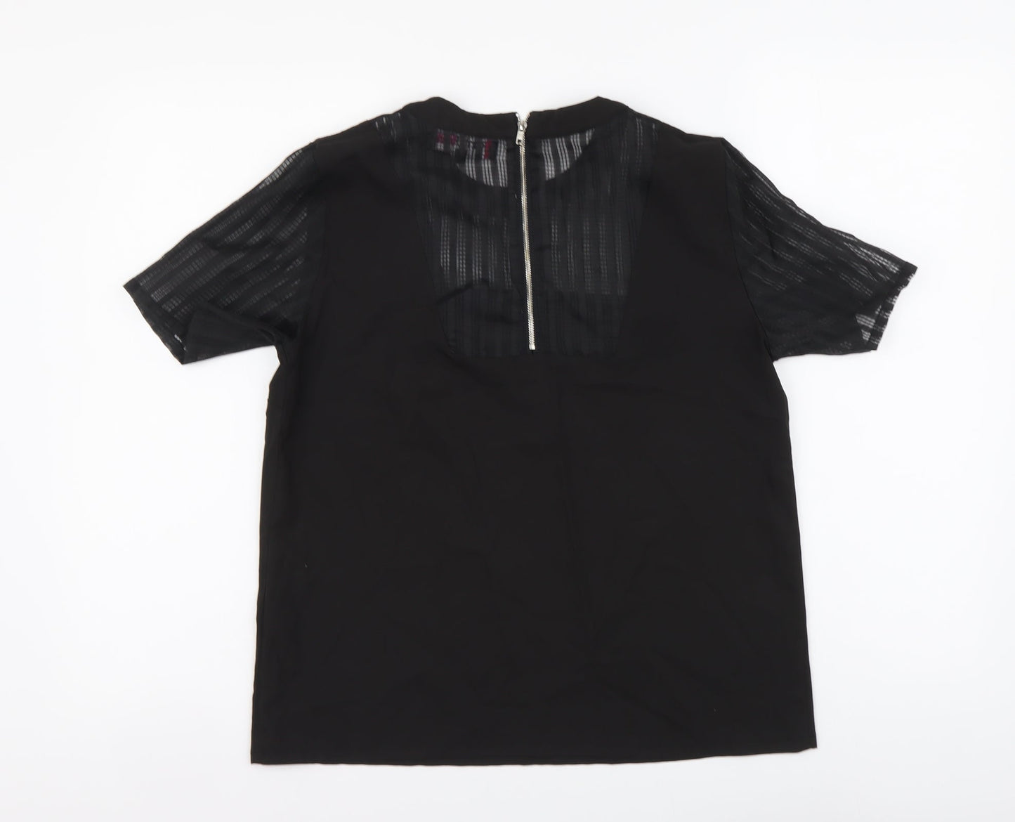 Rant & Rave Womens Black Polyester Basic Blouse Size 10 High Neck