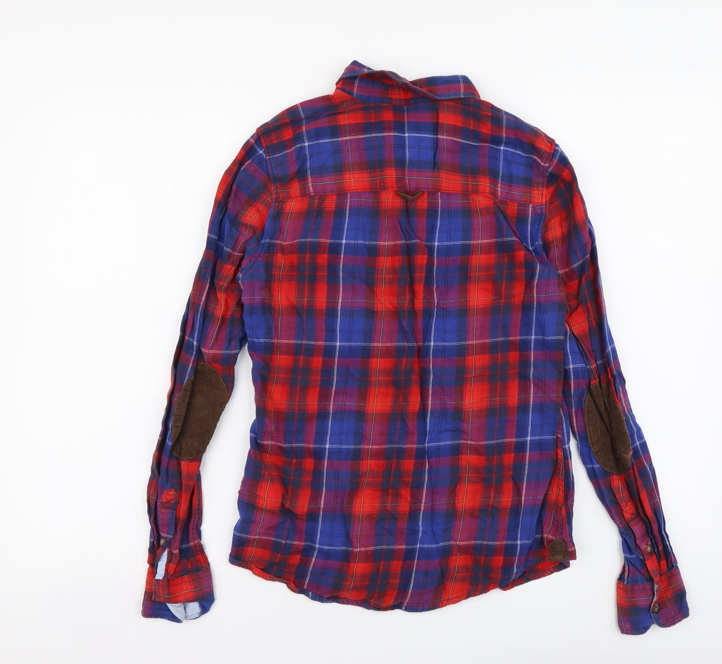 H&M Womens Blue Plaid Cotton Basic Button-Up Size S Collared