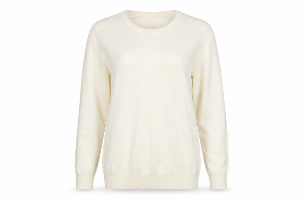 SheIn Womens Ivory Round Neck Viscose Pullover Jumper Size S