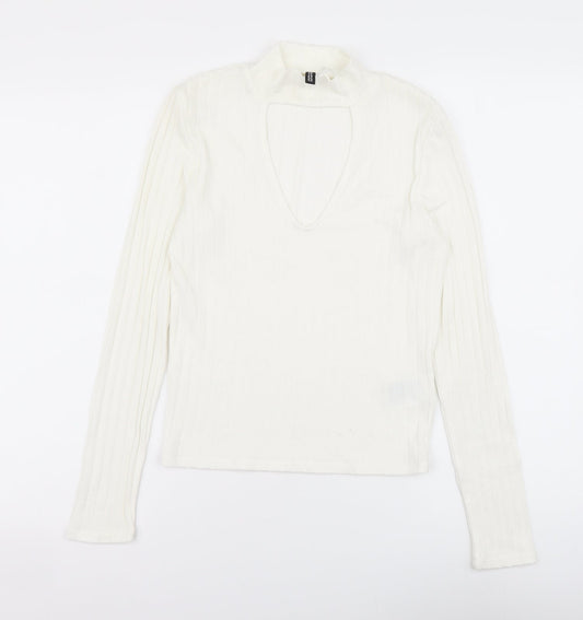 H&M Womens Ivory Polyester Basic Blouse Size S Halter