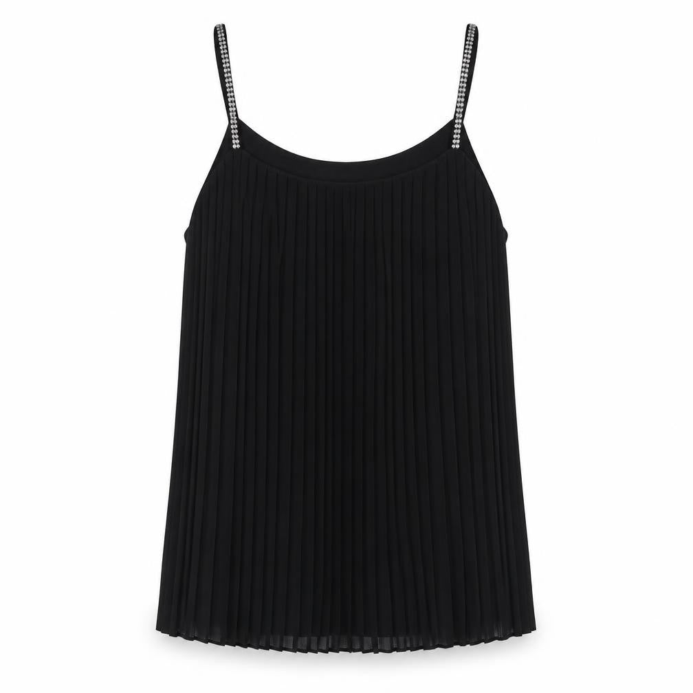 Quiz Womens Black Polyester Camisole Blouse Size 6 Round Neck