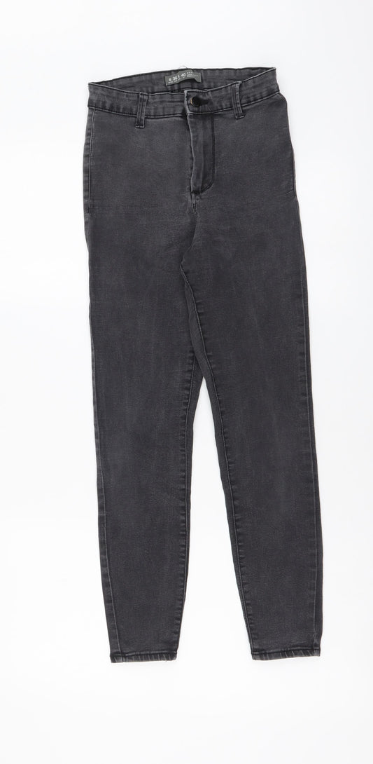 Denim & Co. Womens Grey Cotton Skinny Jeans Size 8 L25 in Regular Button