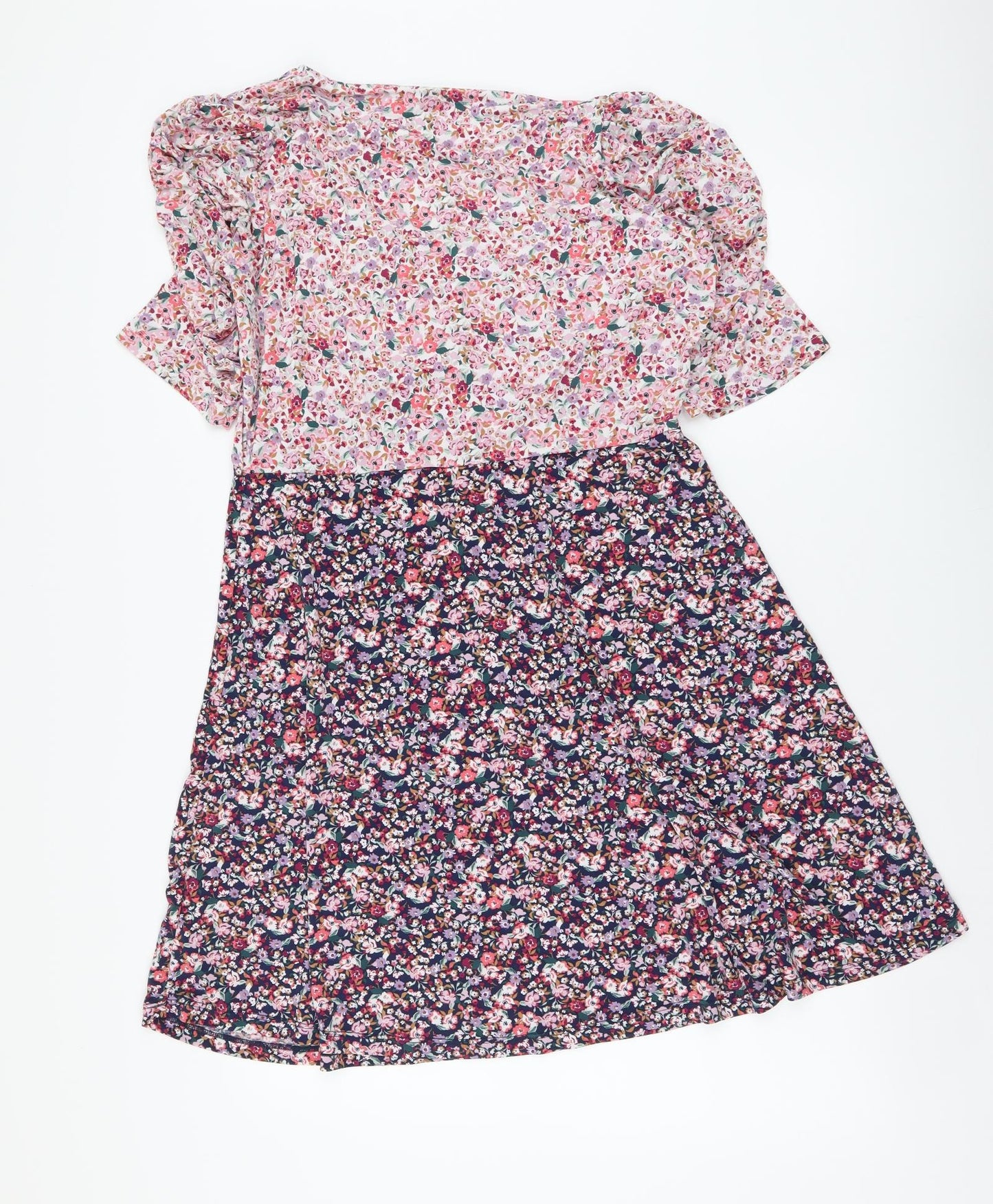 Preworn Womens Multicoloured Floral Viscose A-Line Size S V-Neck Pullover